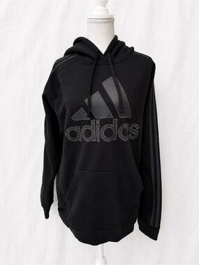 Adidas Black Logo Hoodie with Drawstring